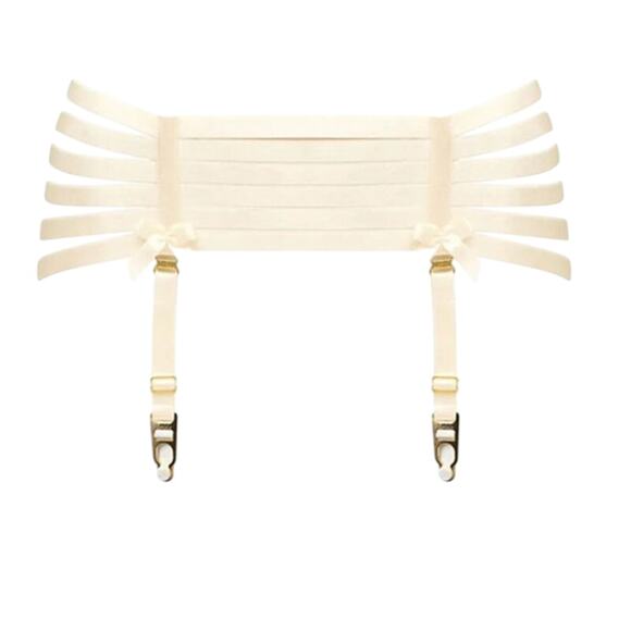 Bordelle Women's Large Signature Cream Gold Webbed Suspender Belt - Picture 2 of 8